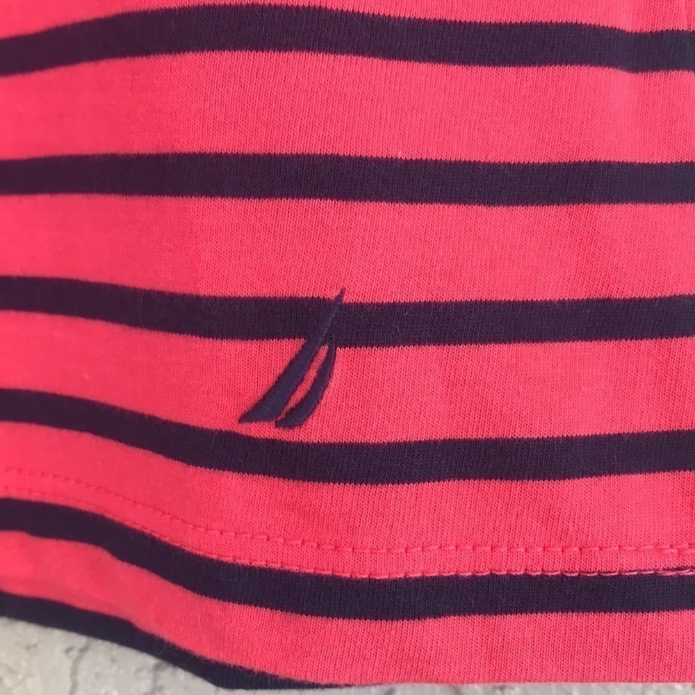 Nautica Melonberry Stripe Tie Sleeve Tee Shirt NWT Small - Picture 6 of 12